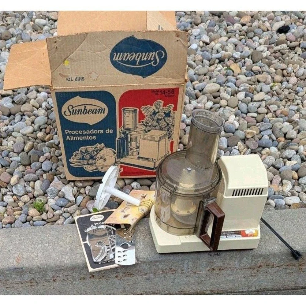 Vintage Sunbeam 14-56 Food Processor Complete w. Box Attachments Tested Works